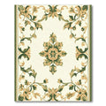 Elegant Green Floral Medallion Border Rug