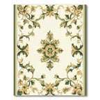 Elegant Green Floral Medallion Border Rug