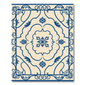 Ivory and Cobalt Blue Floral Frame Rug