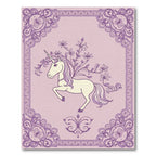Enchanting Purple Unicorn Floral Frame Rug