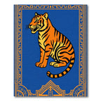 Bold Orange Tiger Blue Border Rug