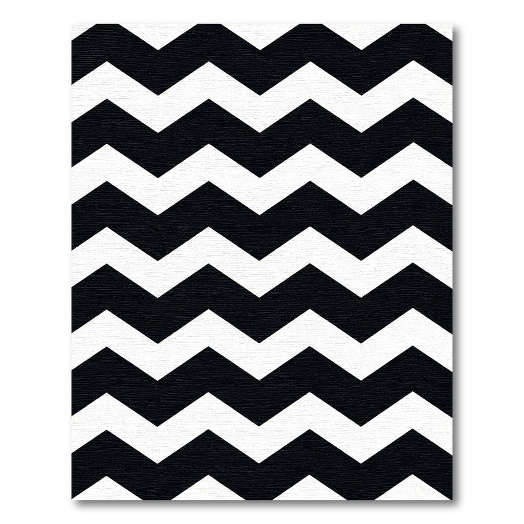 Bold Black White Zigzag Waves Rug