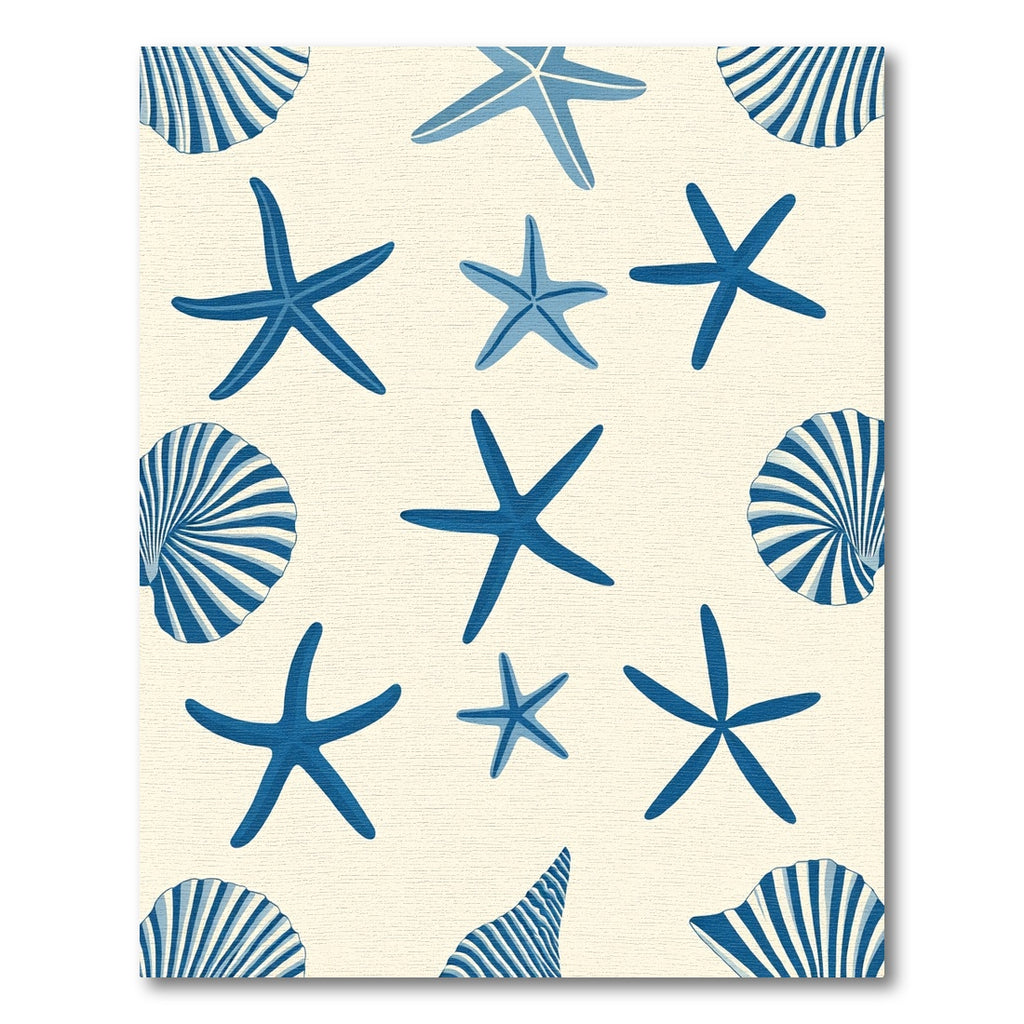 Deep Blue Starfish Seashell Collection Rug