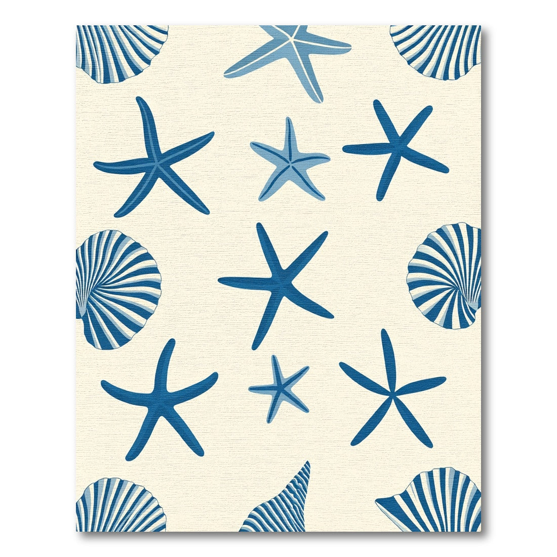 Deep Blue Starfish Seashell Collection Rug
