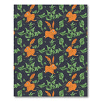 Whimsical Orange Rabbits Green Foliage Rug