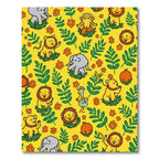 Happy Jungle Animals Floral Pattern Rug