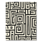 Black Cream Geometric Labyrinth Rug
