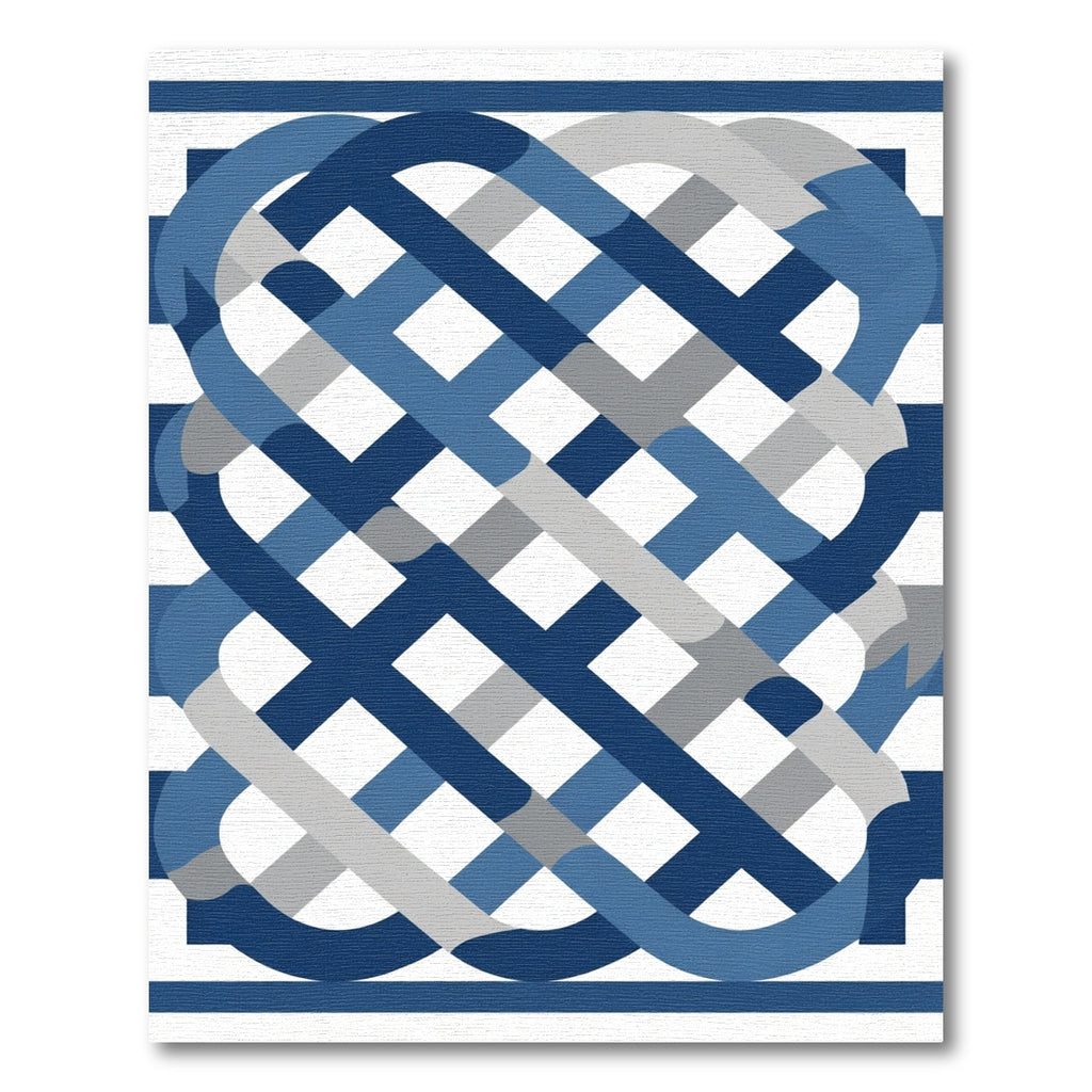 Blue Gray Interwoven Plaid Rug
