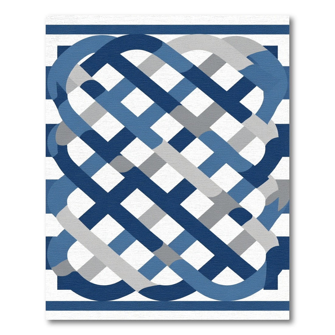 Blue Gray Interwoven Plaid Rug