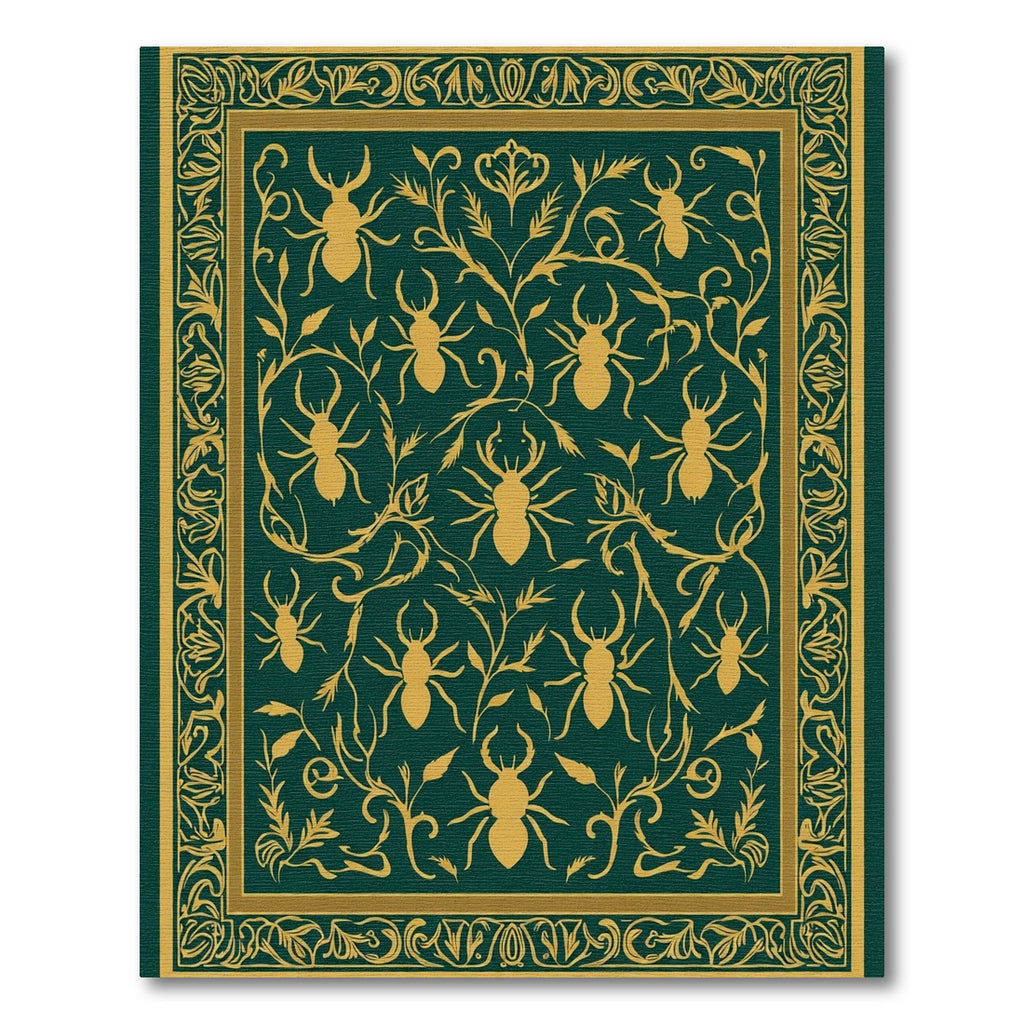 Emerald Gold Beetle Vine Art Rug