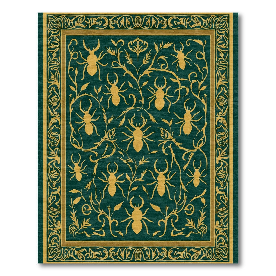 Emerald Gold Beetle Vine Art Rug