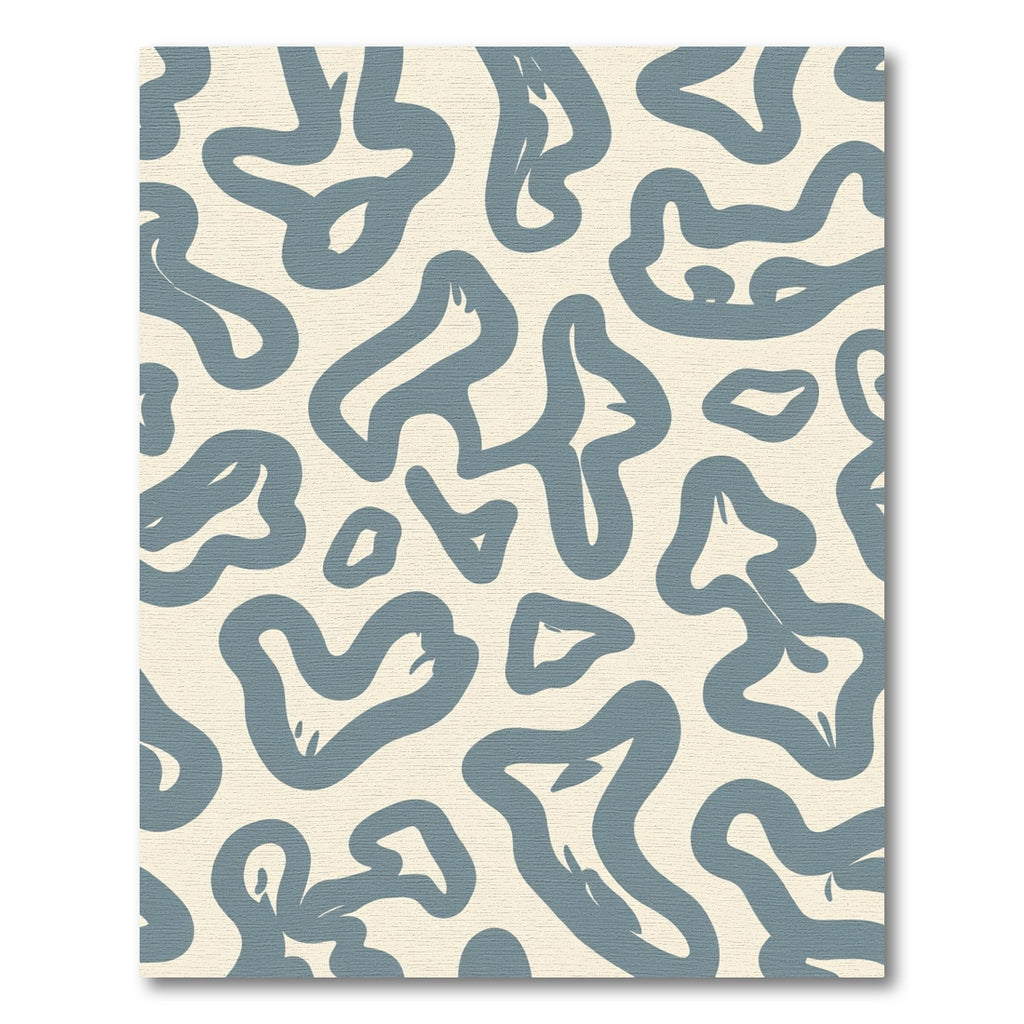 Dusky Blue Abstract Amorphous Shapes Rug