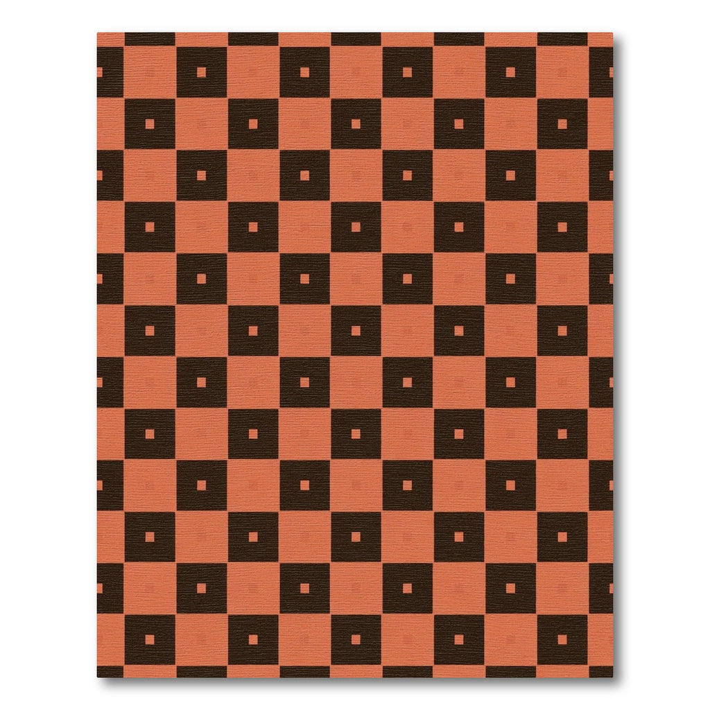 Burnt Orange Brown Checkered Squares Rug