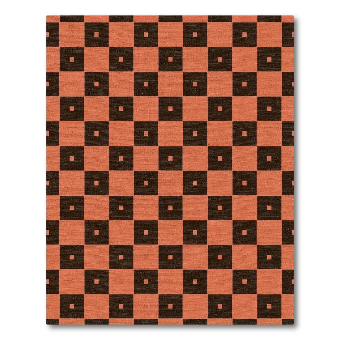 Burnt Orange Brown Checkered Squares Rug