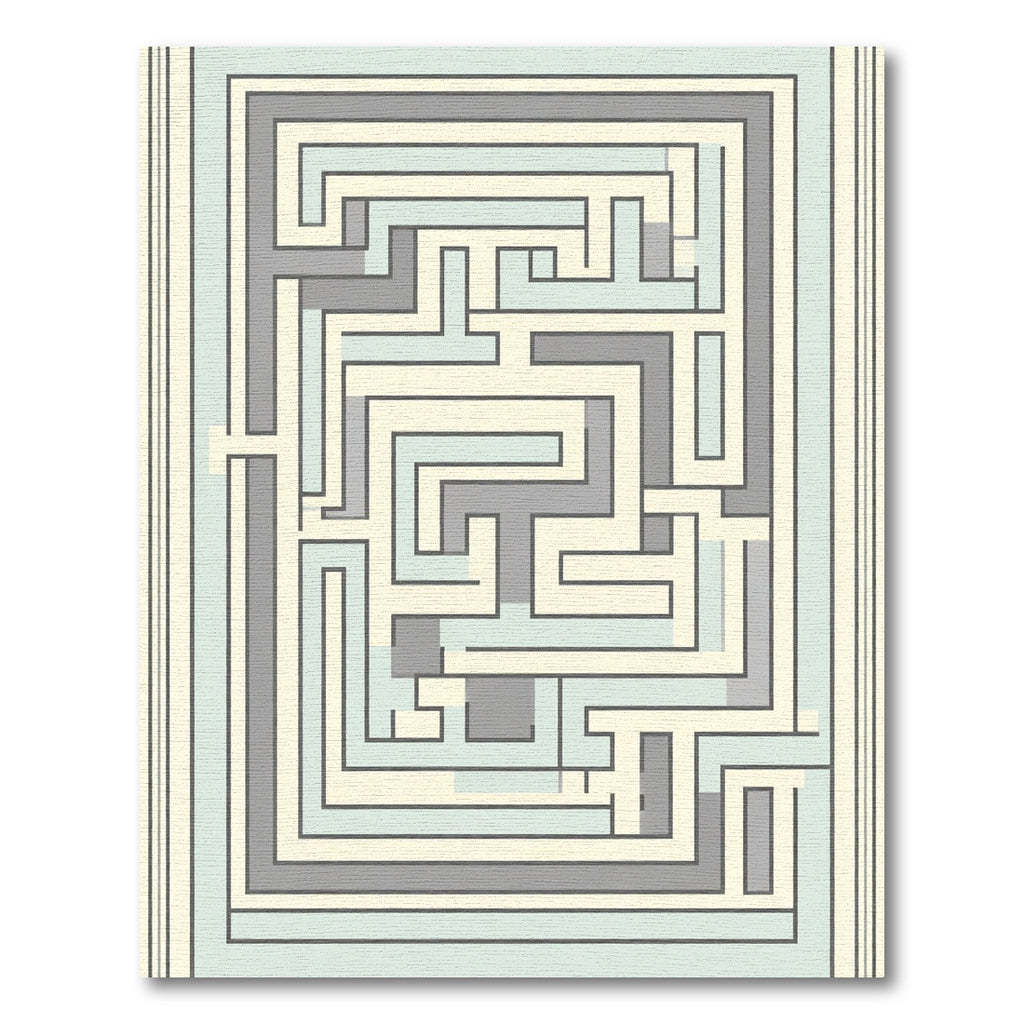 Pale Blue Gray Maze Geometric Lines Rug