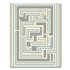 Pale Blue Gray Maze Geometric Lines Rug