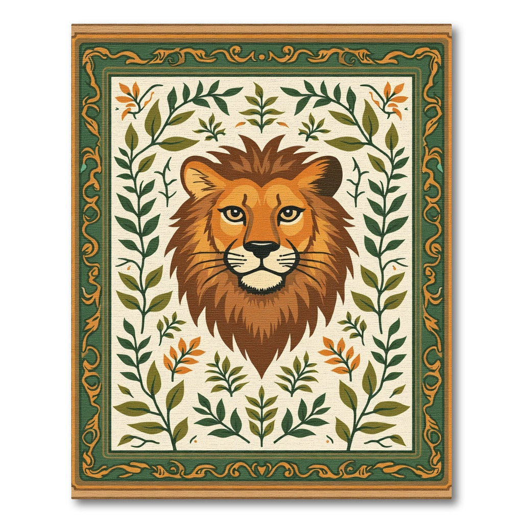 Majestic Lion Among Green Foliage Rug