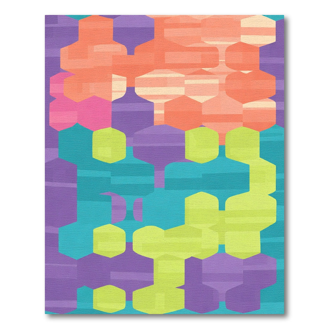Geometric Hexagonal Cluster Abstract Rug