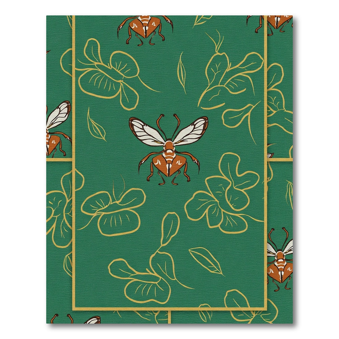 Emerald Green Butterfly Floral Repeat Rug