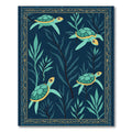 Ocean Turtle Teal Kelp Border Rug