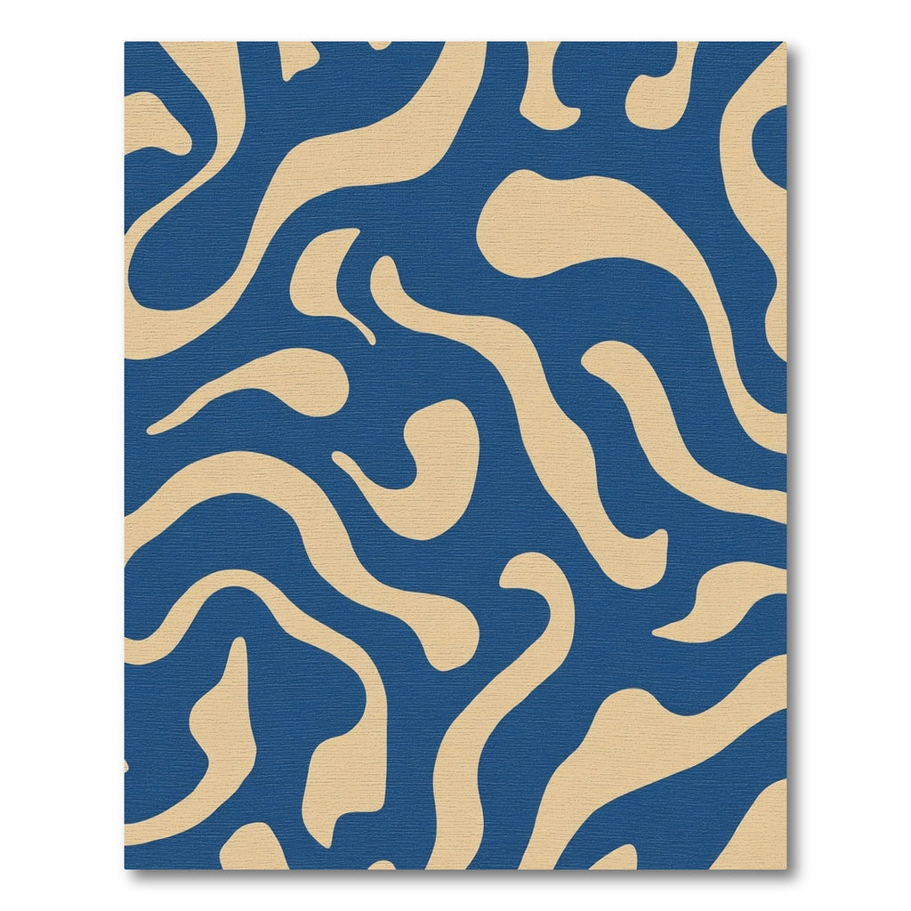 Deep Blue Organic Abstract Waves Rug