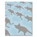 Gray Cat Repeat Light Blue Background Rug