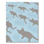 Gray Cat Repeat Light Blue Background Rug