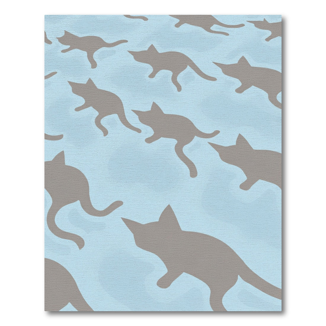 Gray Cat Repeat Light Blue Background Rug