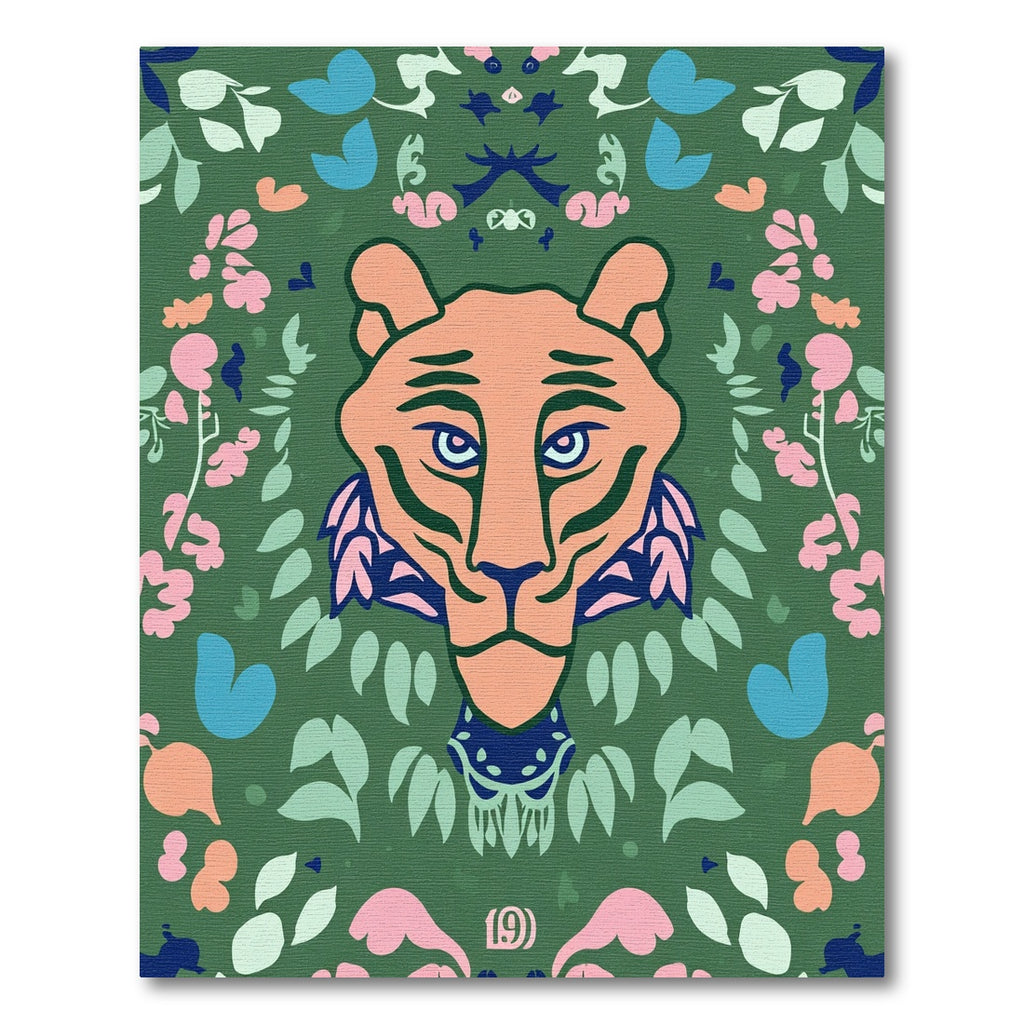 Orange Tiger Floral Woodland Charm Rug