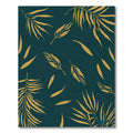 Golden Leafy Palm Feathers Teal Rug