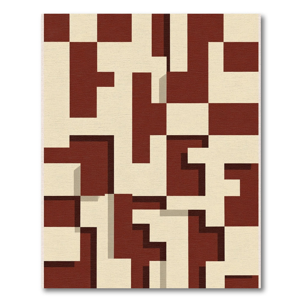 Crimson Cream Geometric Maze Rug