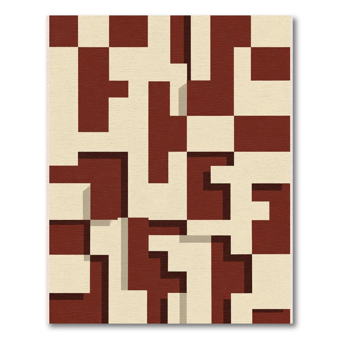 Crimson Cream Geometric Maze Rug