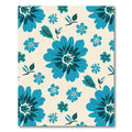 Large Teal Flowers With Leaves Rug