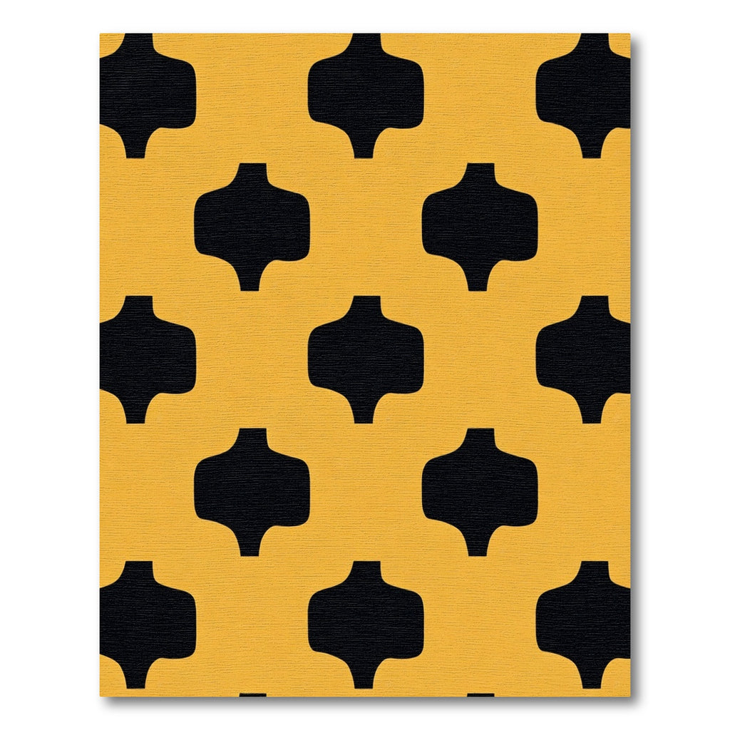 Ochre And Black Quatrefoil Lattice Rug