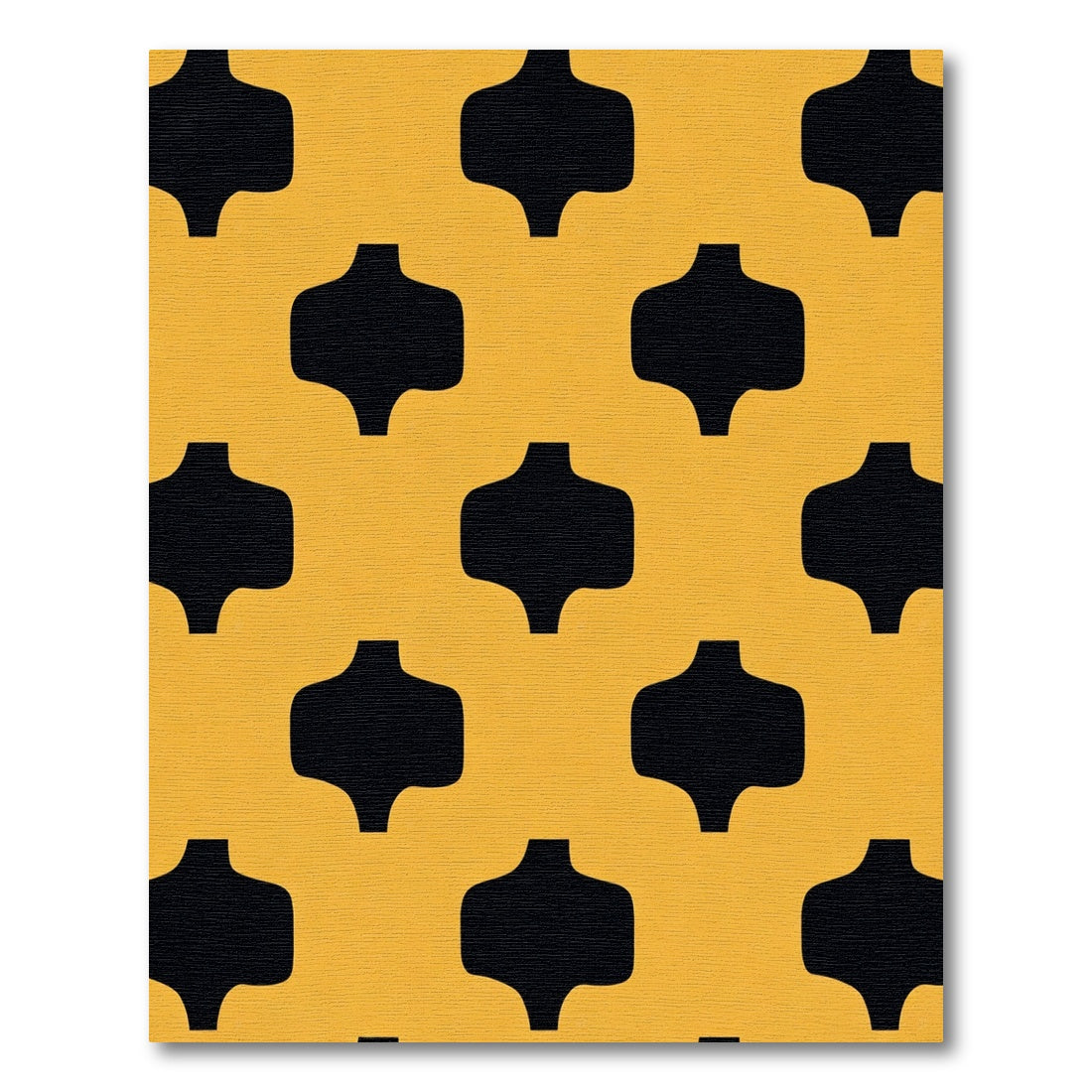 Ochre And Black Quatrefoil Lattice Rug