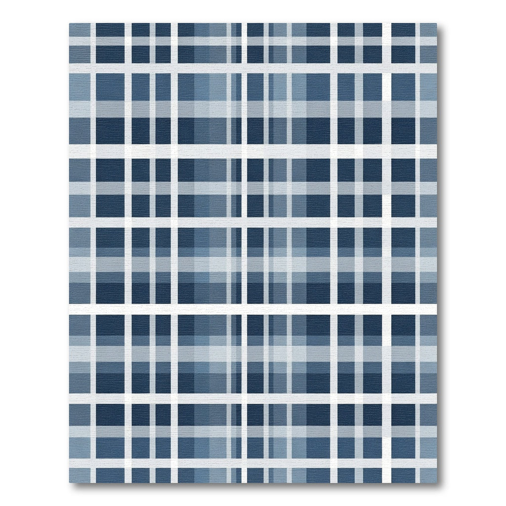 Deep Blue Grid Plaid Rug