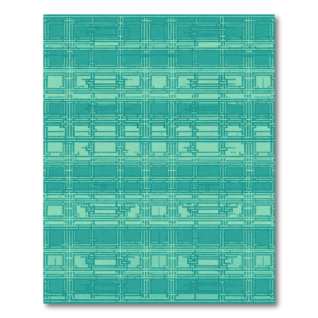 Teal Geometric Interlocking Lines Rug