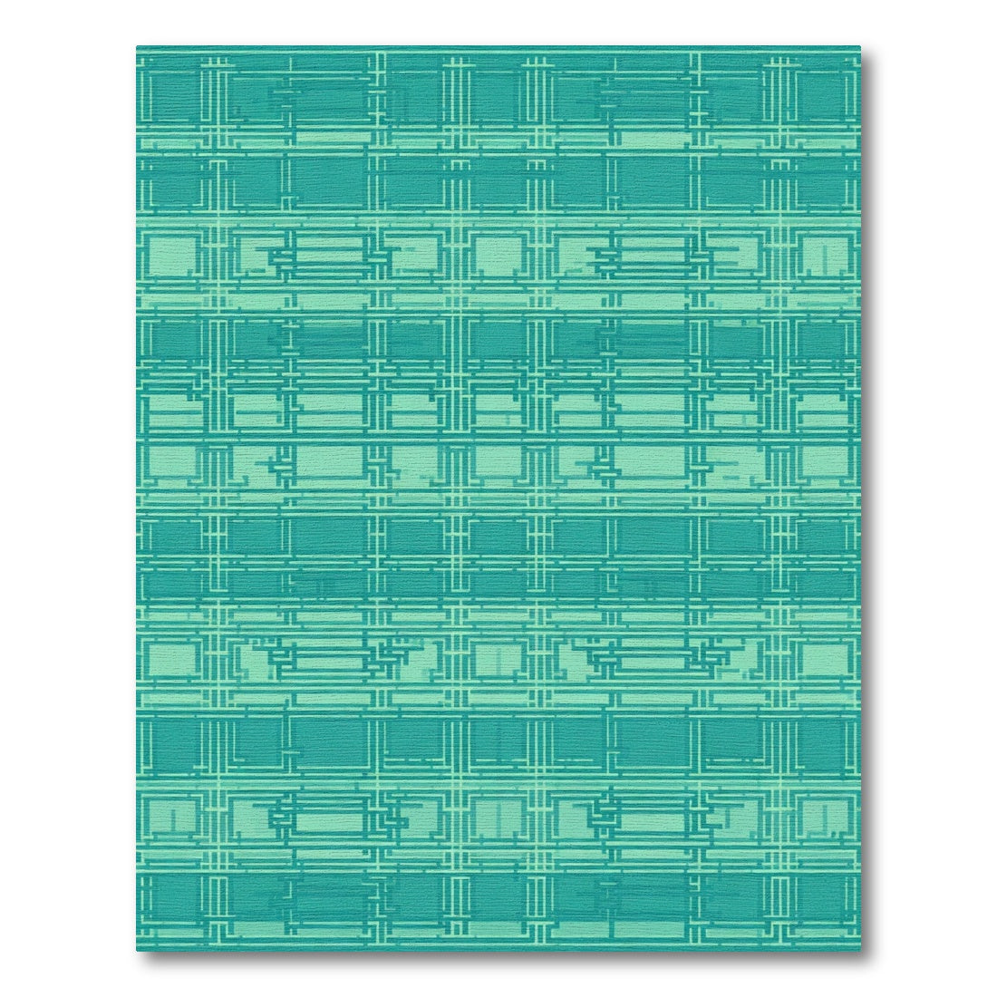 Teal Geometric Interlocking Lines Rug