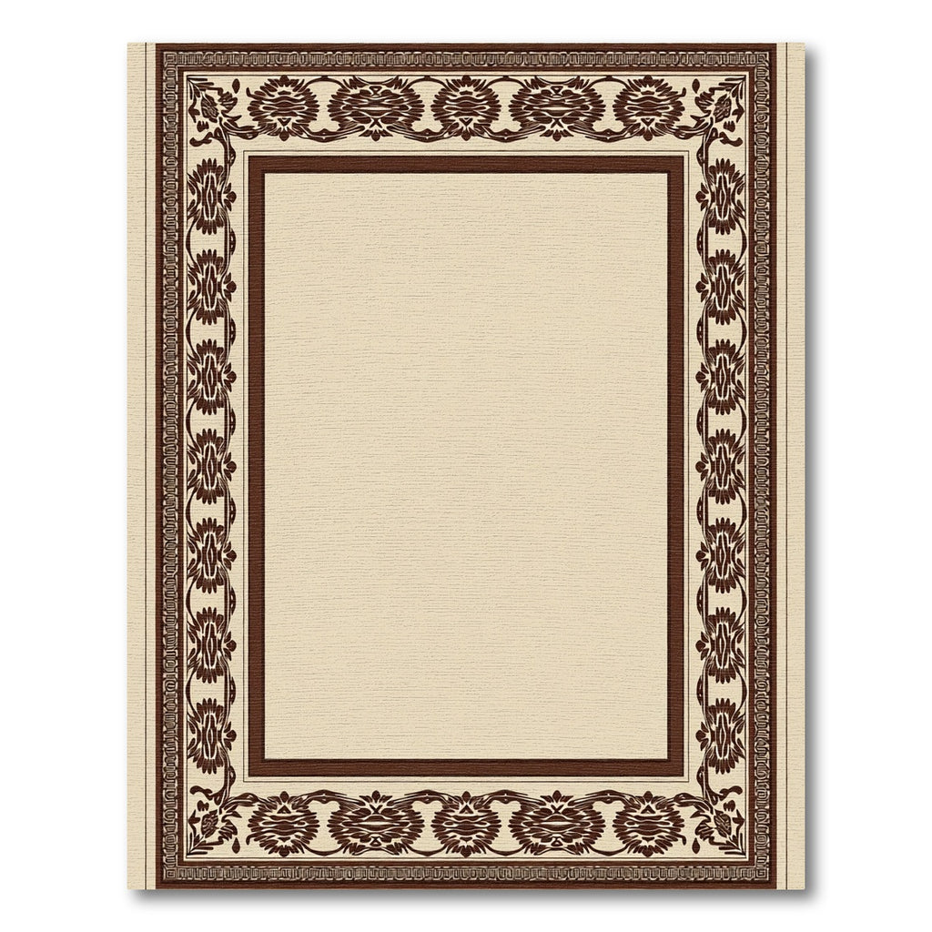 Ornate Brown Floral Framework Rug