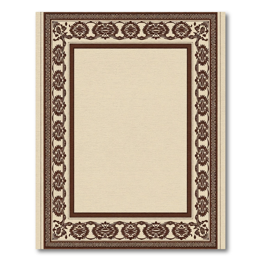 Ornate Brown Floral Framework Rug