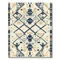 Cream Gray Navy Geometric Tribal Diamonds Rug