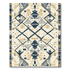 Cream Gray Navy Geometric Tribal Diamonds Rug