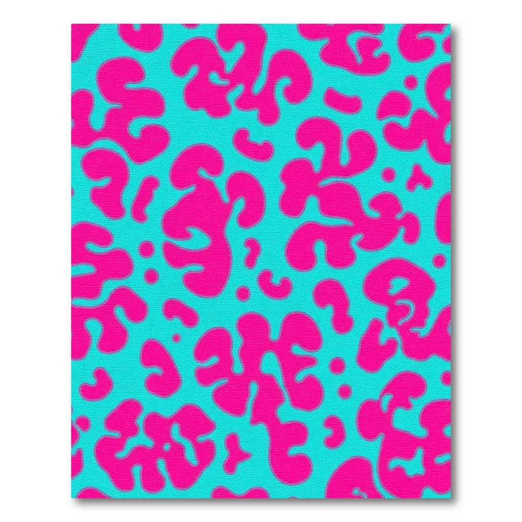 Bright Pink Blob Abstract Aqua Rug