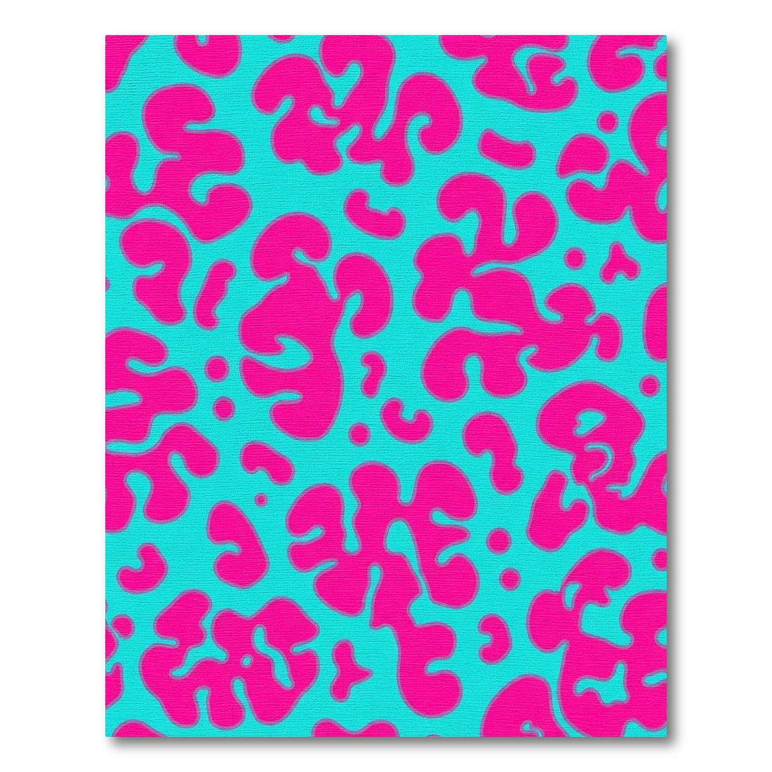 Bright Pink Blob Abstract Aqua Rug