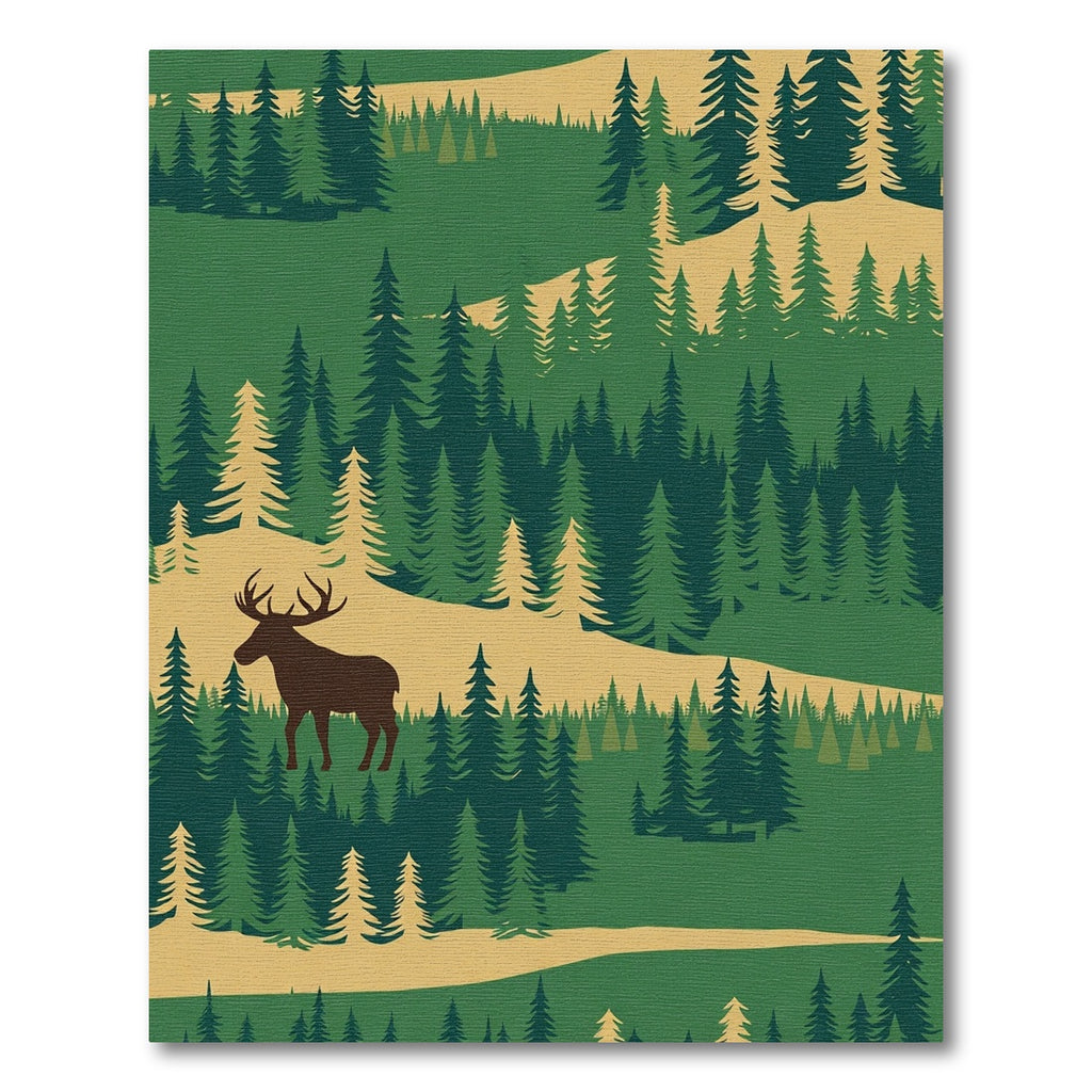 Deep Forest Deer Silhouette Landscape Rug