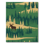 Deep Forest Deer Silhouette Landscape Rug