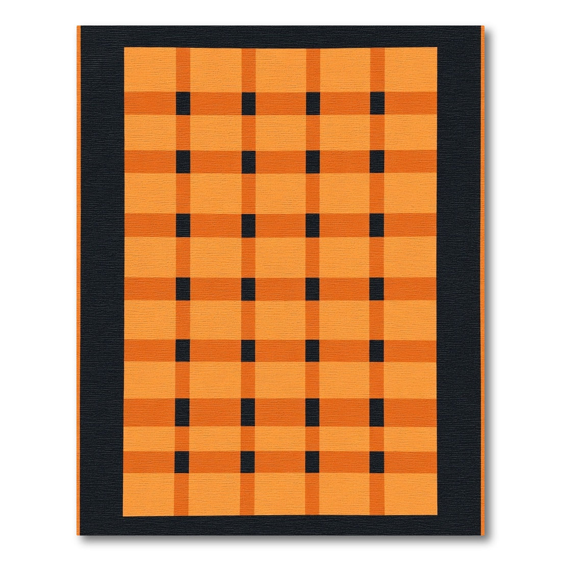 Bold Orange and Black Plaid Rug