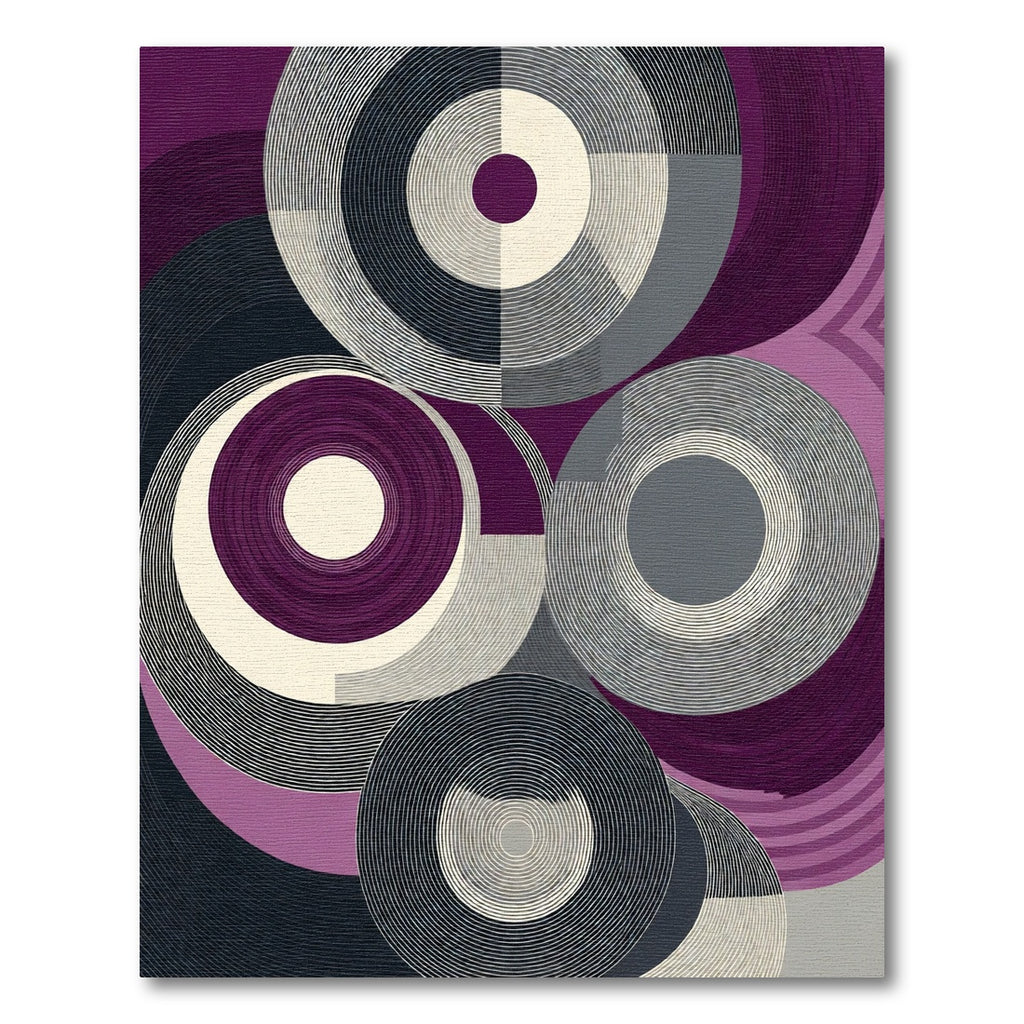 Plum Abstract Concentric Circles Rug