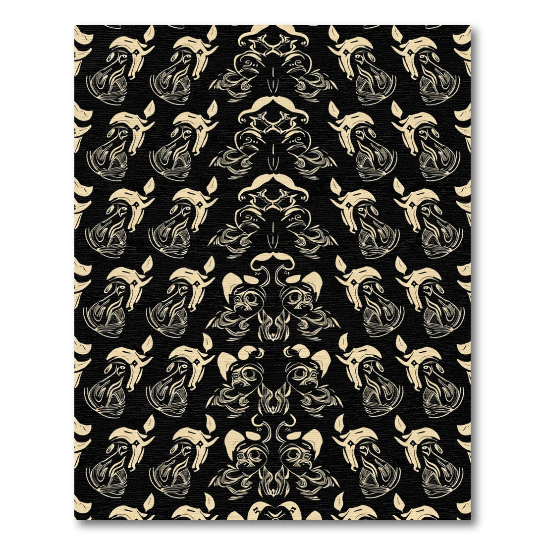 Cream Abstract Face Mosaic Rug