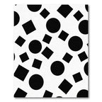 Black and White Geometric Circles Squares Rug